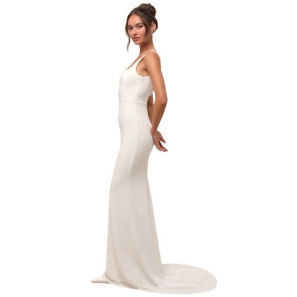 NEW Lulus‎ Regal Classic White Sleeveless Twist-Back Maxi Dress, M, Wedding Gown - Picture 4 of 15